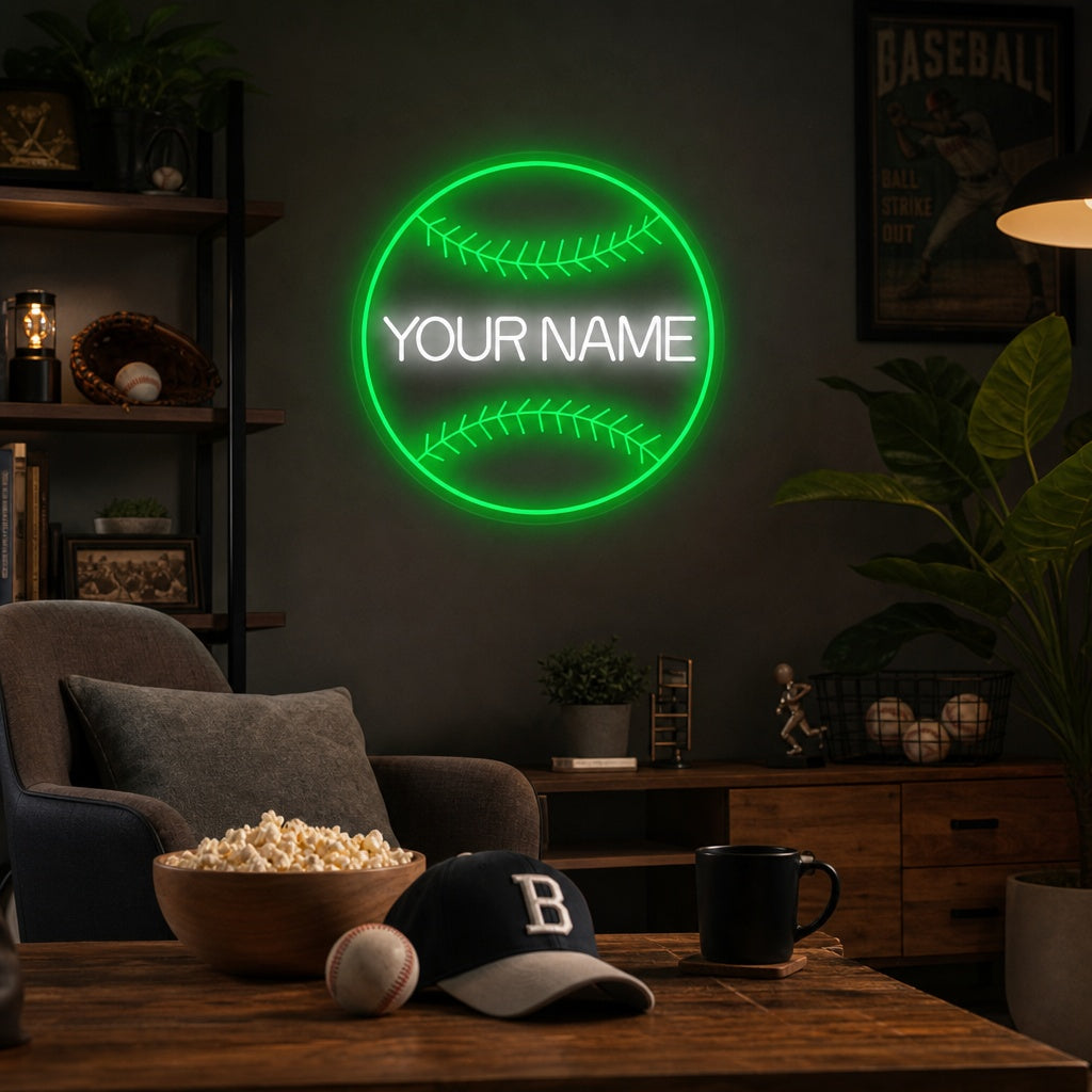 "Béisbol Nombre Personalizado" Letrero de neón