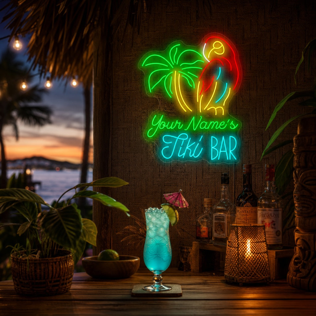 "Custom Tiki Bar" Letrero de neón