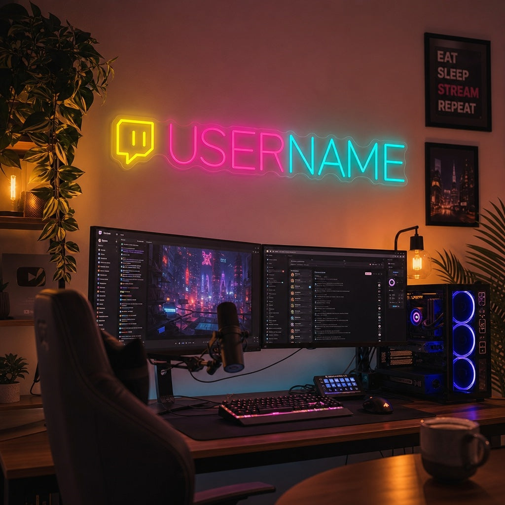 "Logotipo Twitch personalizado" Letrero de neón