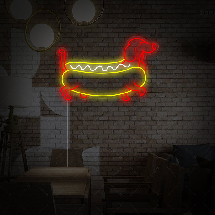 "Perro salchicha" Letrero de neón