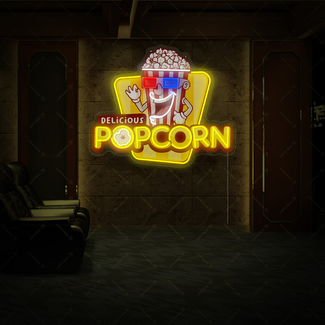 "Delicious Popcorn" Letrero de neón