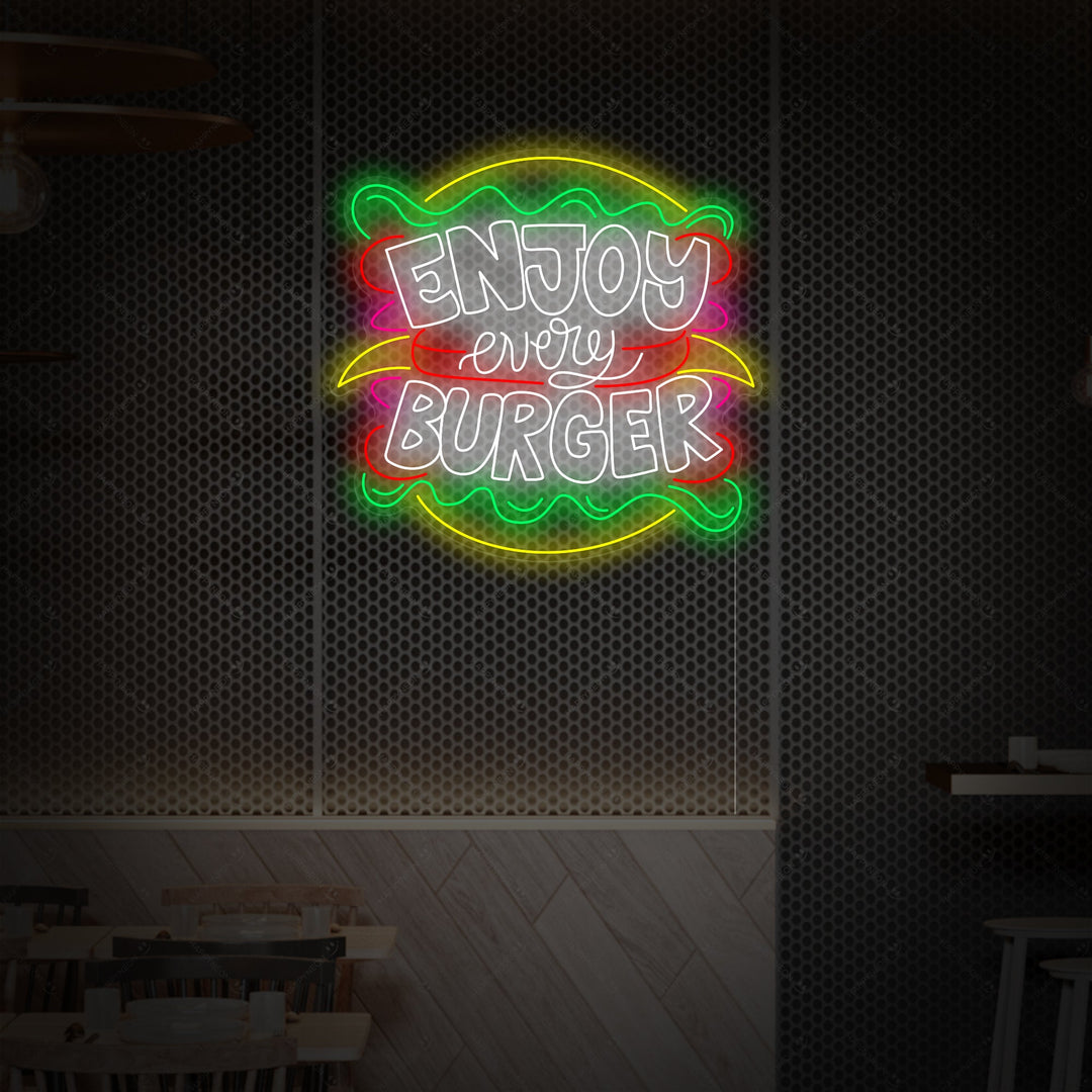 "Enjoy Every Burger" Letrero de neón