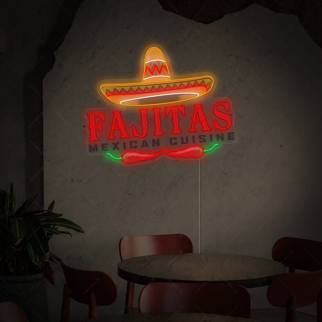 "Fajitas Mexican Cuisine" Letrero de neón