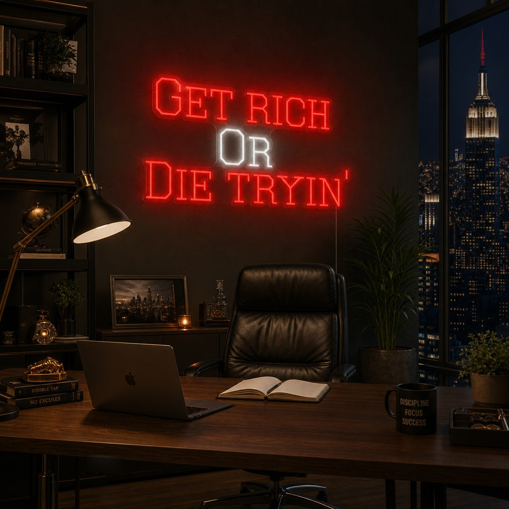 "Get Rich Or Die Tryin" Letrero de neón
