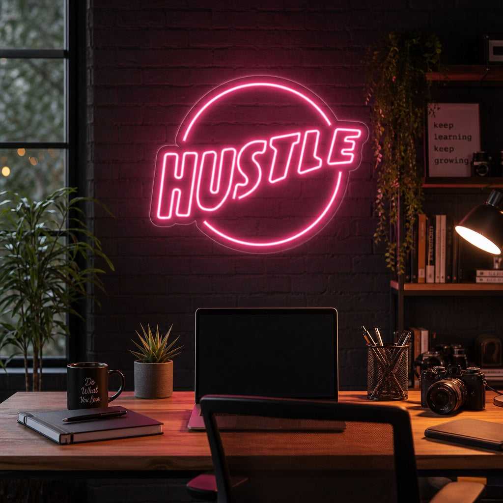 "Hustle" Letreros Neon
