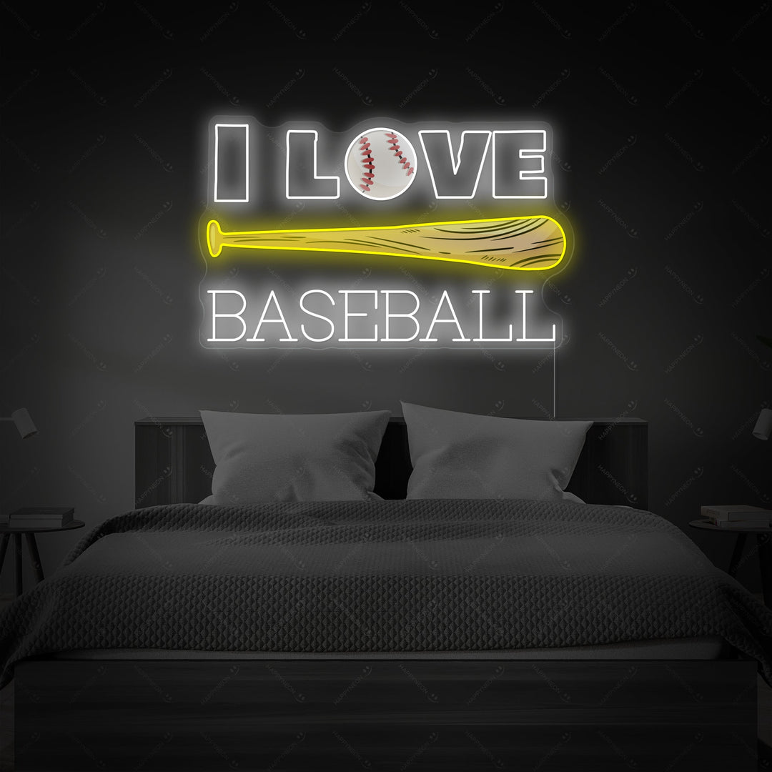 "I Love Baseball" Letrero de neón