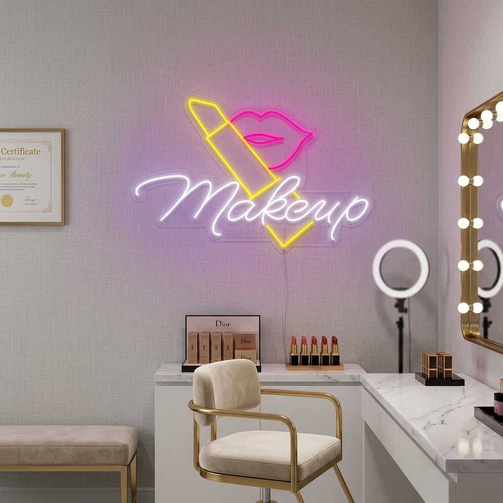 "Make up, Pintalabios" Letreros Neon