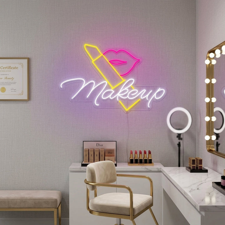 "Make up, Pintalabios" Letreros Neon