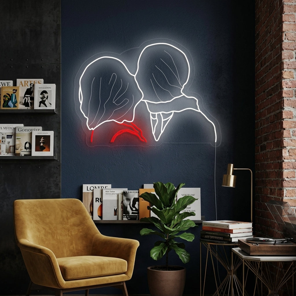 "Los Amantes Rene Magritte" Letreros Neon