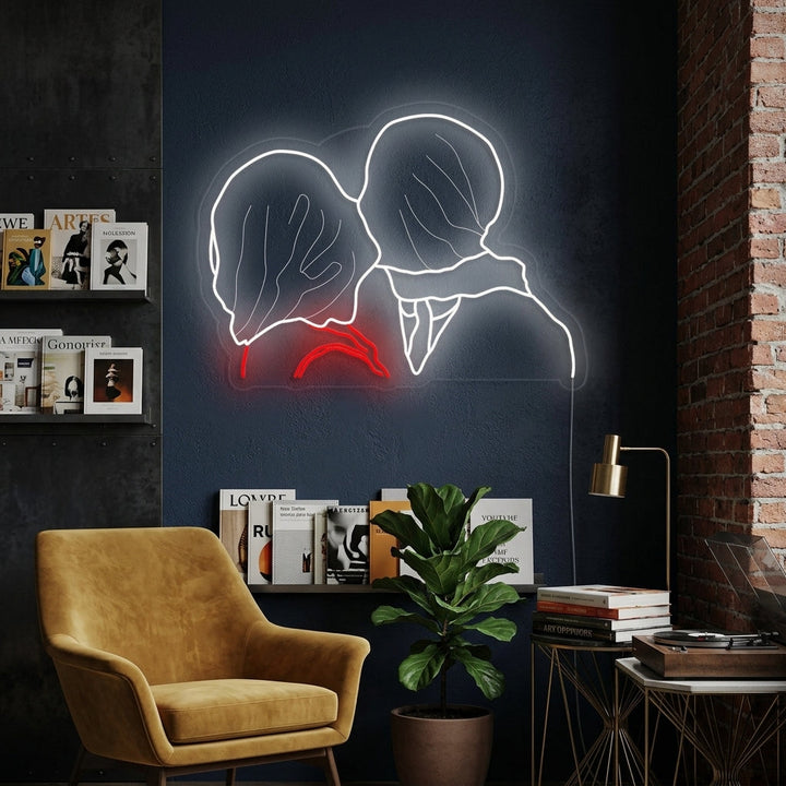 "Los Amantes Rene Magritte" Letreros Neon