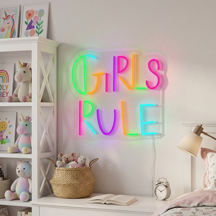 "Girls Rule, Decoracion De Habitaciones Infantiles" Letreros Neon