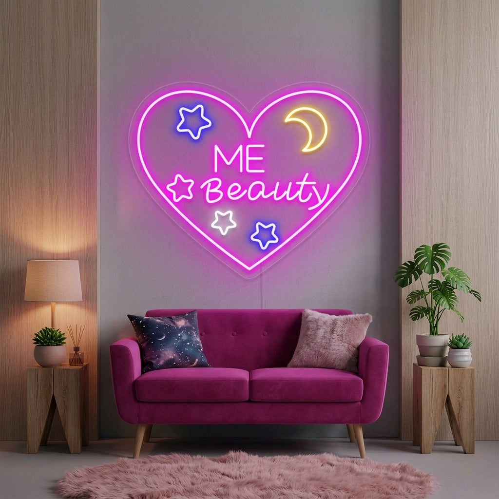 "Corazón, Amor, Me Beauty" Letreros Neon