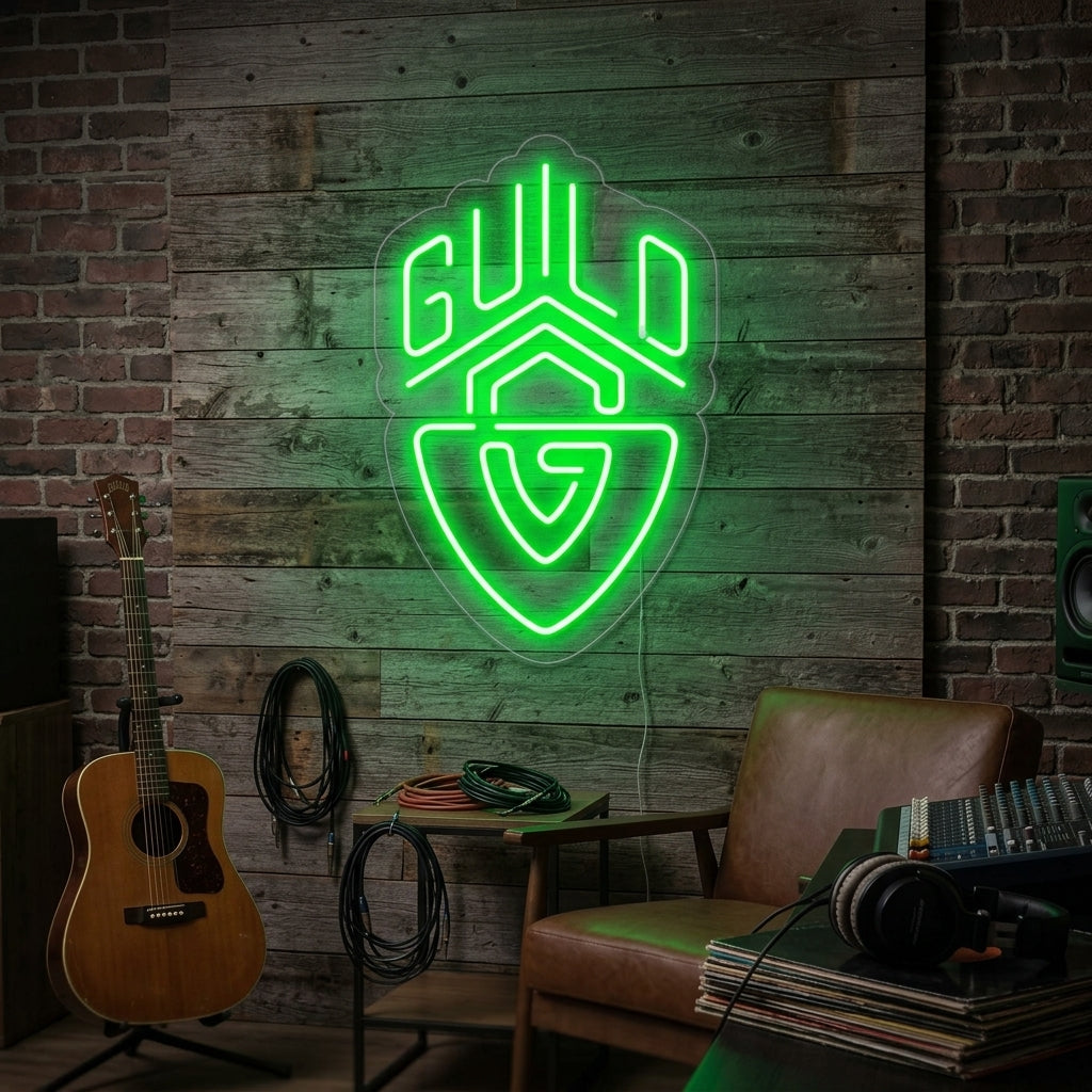"Guild, guitarras" Letreros Neon