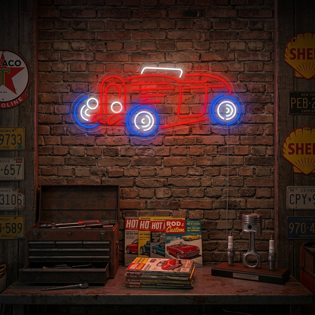 "Coche Hot Rod" Letreros Neon