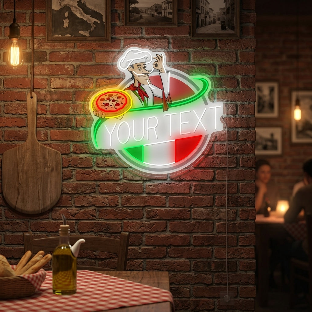 "Logotipo personalizado de restaurante italiano" Letrero de neón