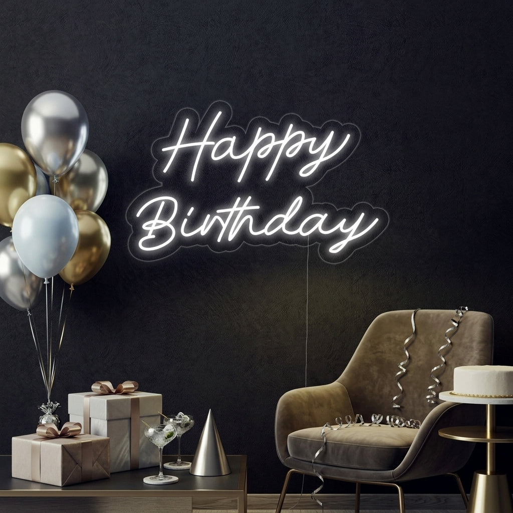 "Happy Birthday" Letreros Neon
