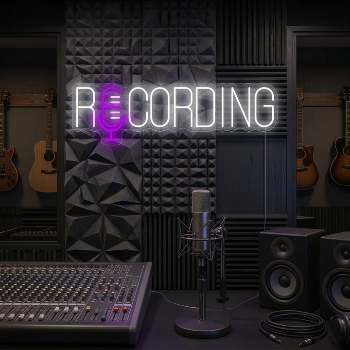 "Recording" Letrero de neón