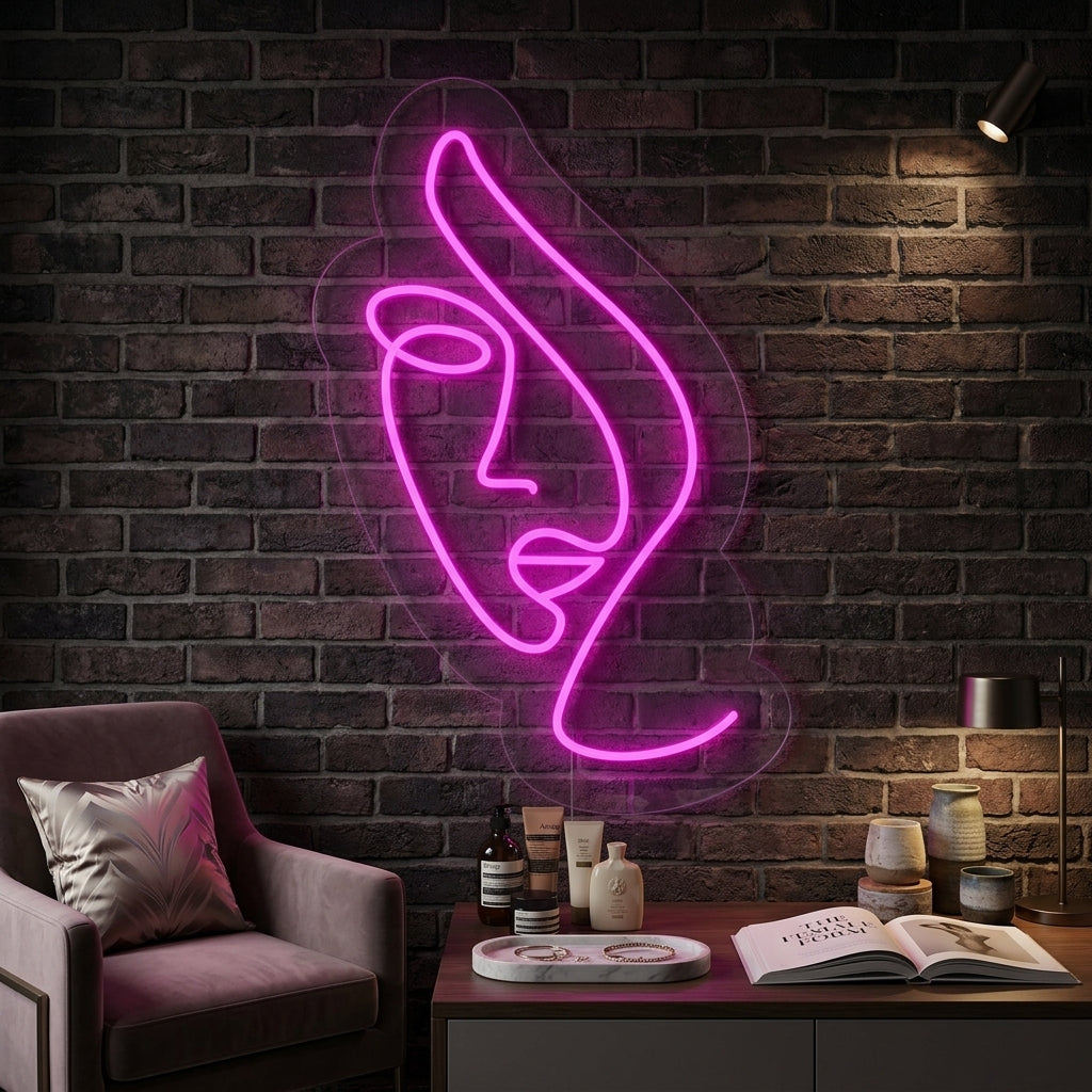 "Cara De Mujer Abstracta" Letreros Neon