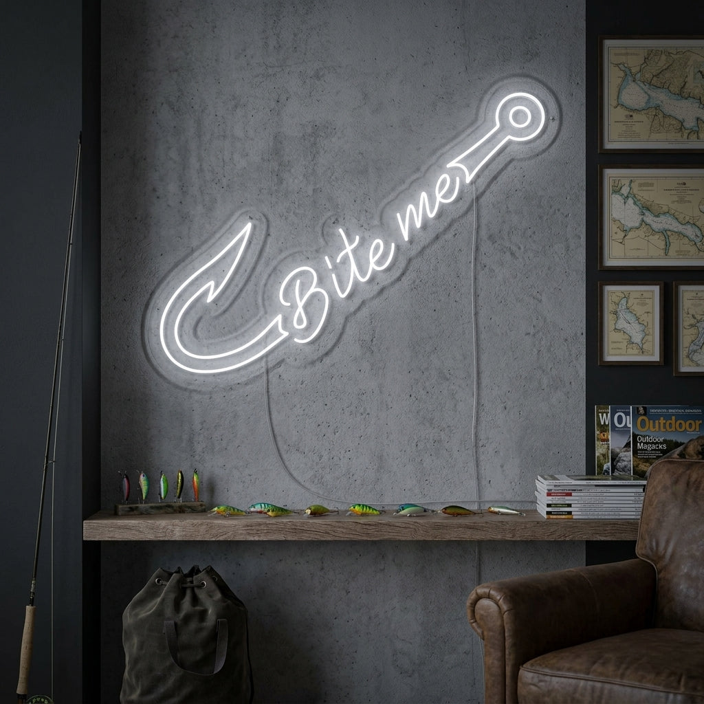 "Anzuelo de pesca, Bite Me" Letreros Neon