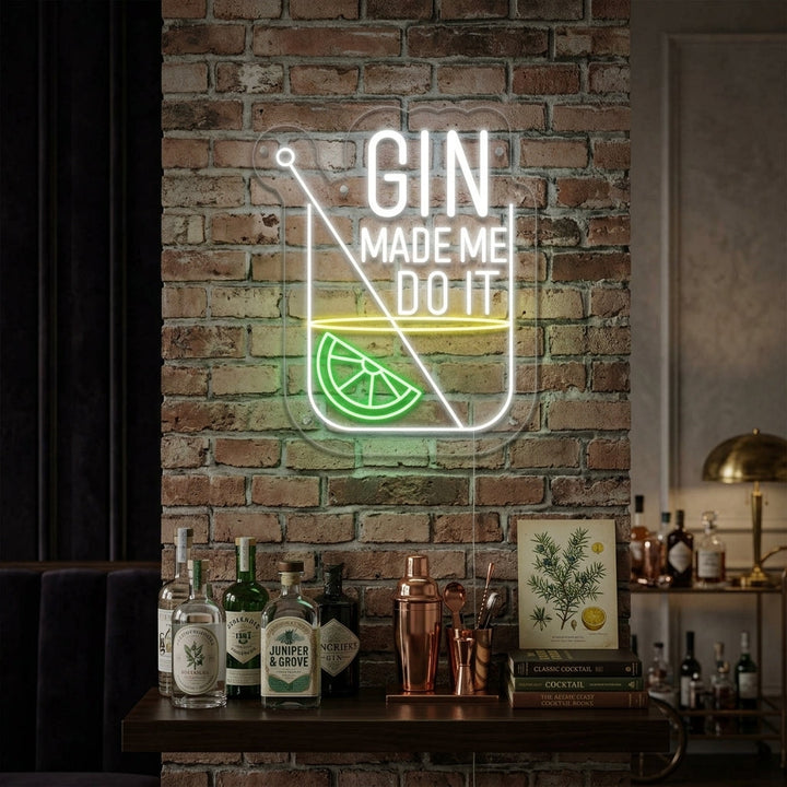 "Gin Made Me Do it Bar" Letreros Neon
