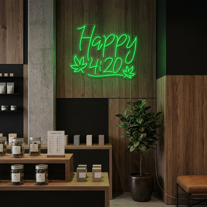 "Happy 420 Marihuana Cannabis" Letreros Neon