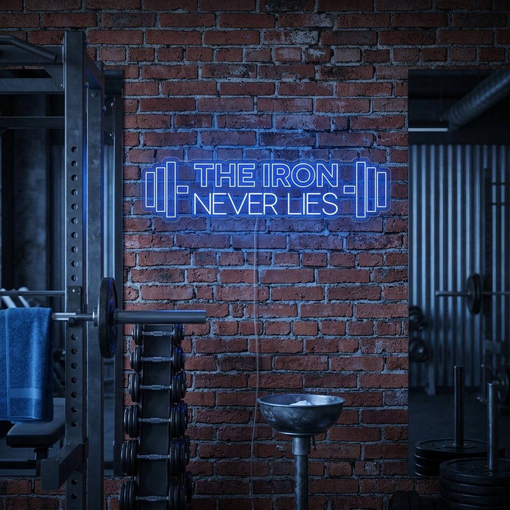 "The Iron Never Lies, Decoración De Gimnasio, Frases De Gimnasio, Frases De Fitness, Frases De Entrenamiento" Letreros Neon