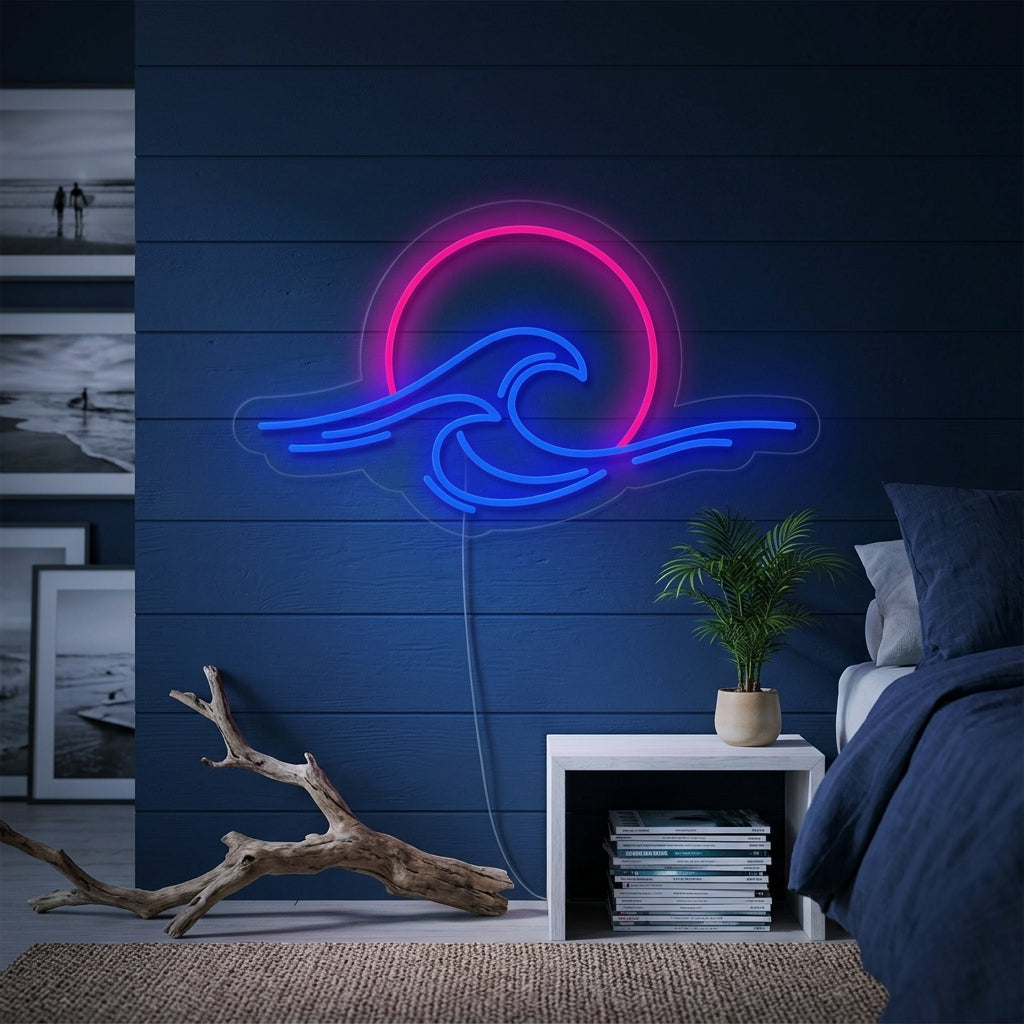 "Mar Atardecer Amanecer Ola" Letreros Neon