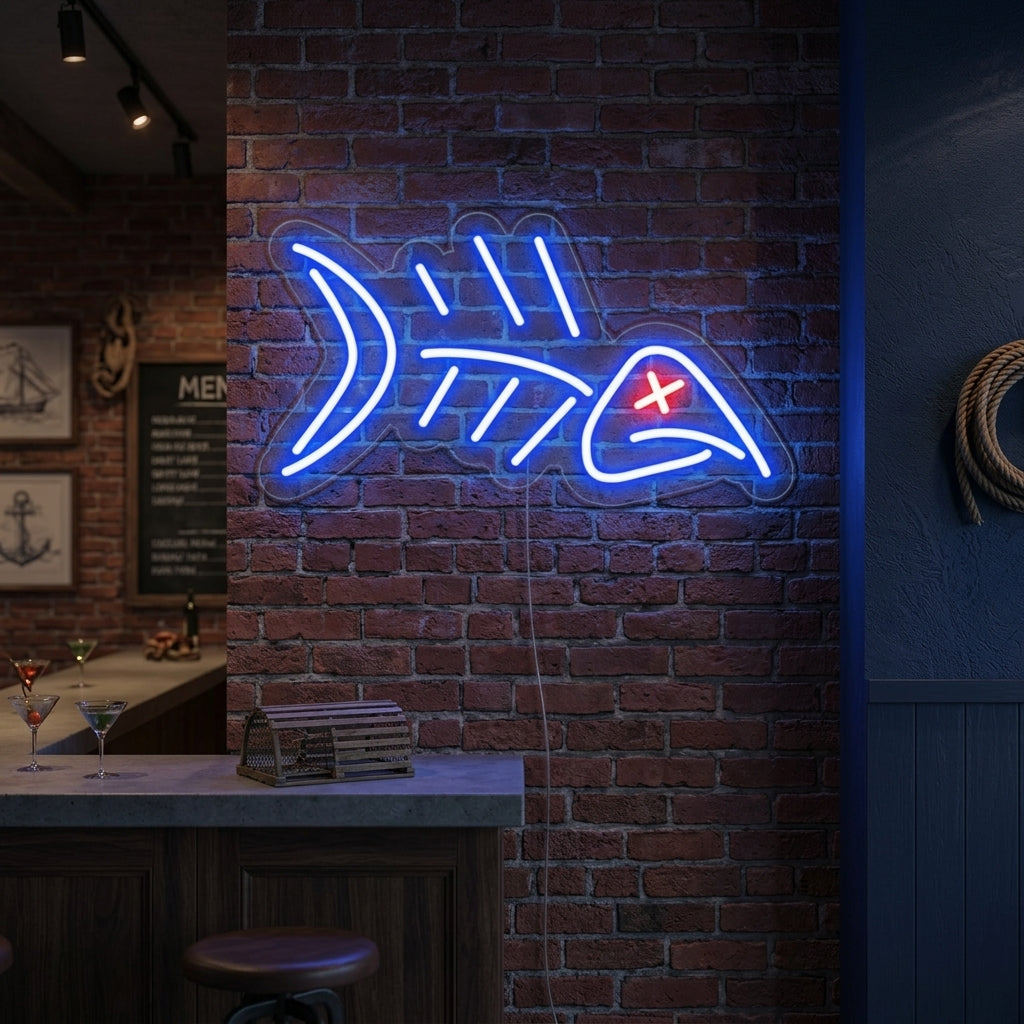 "Pez, Esqueleto De Pez" Letreros Neon