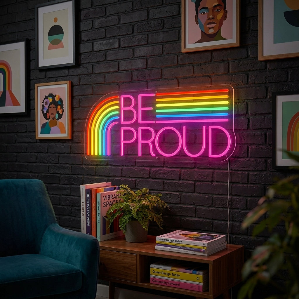 "LGBT Be Proud, Arcoíris" Letreros Neon