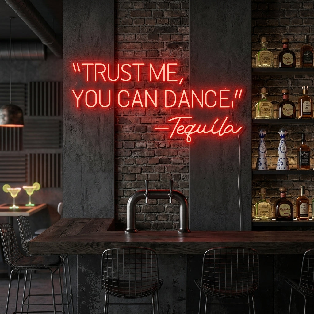 "Trust Me You Can Dance Tequila" Letrero de neón