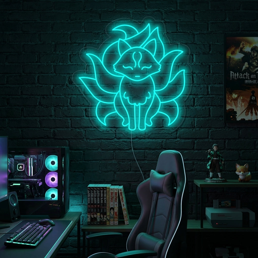 "Nueve Colas Zorro Anime" Letreros Neon