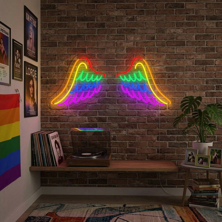 "Bandera Arcoíris Orgullo Lgbt Única, Alas" Letreros Neon