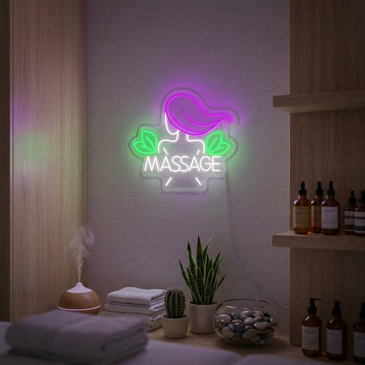 "Salón De Belleza Con Masaje Tailandés" Letreros Neon