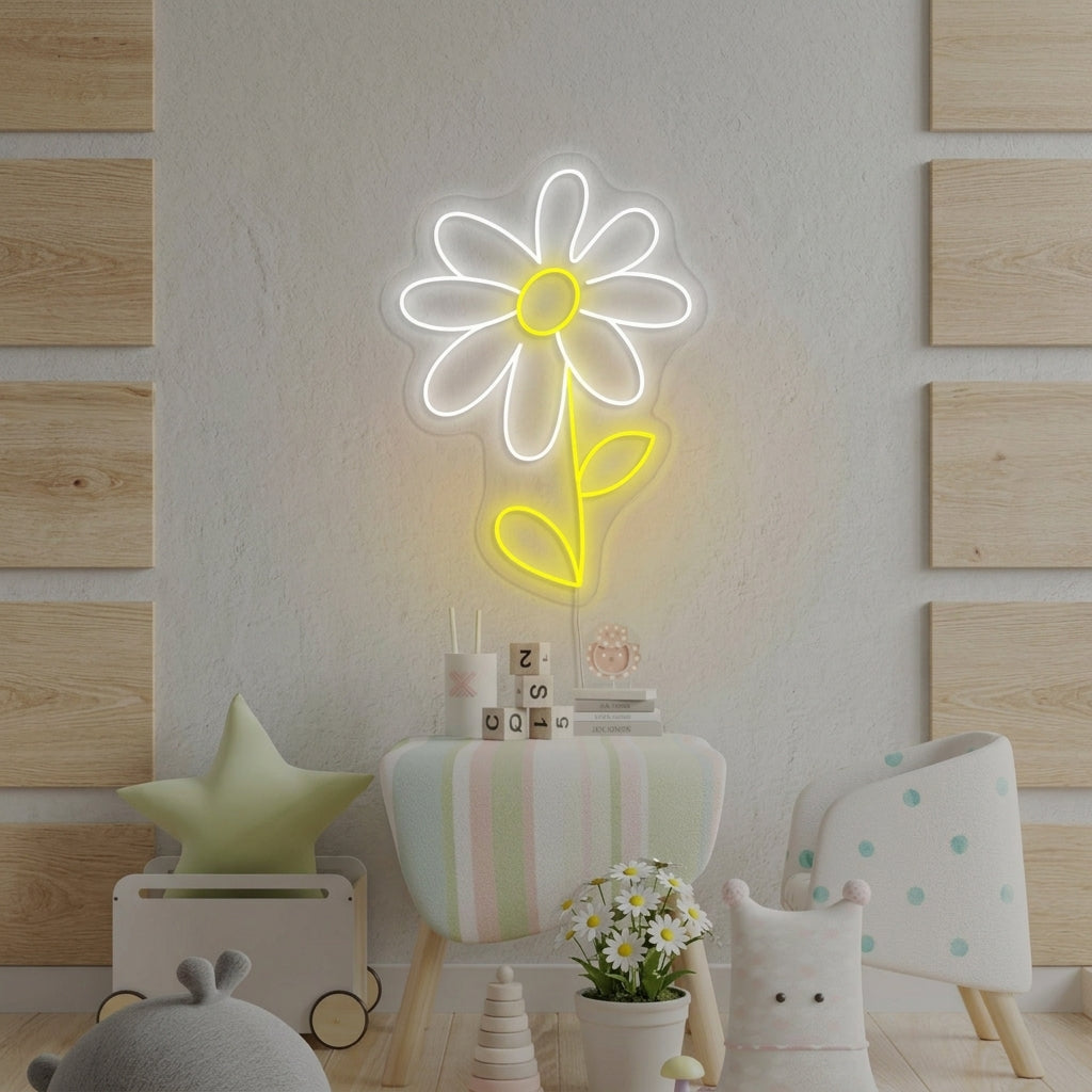 "Flor Margarita, Decoracion De Habitaciones Infantiles" Letreros Neon