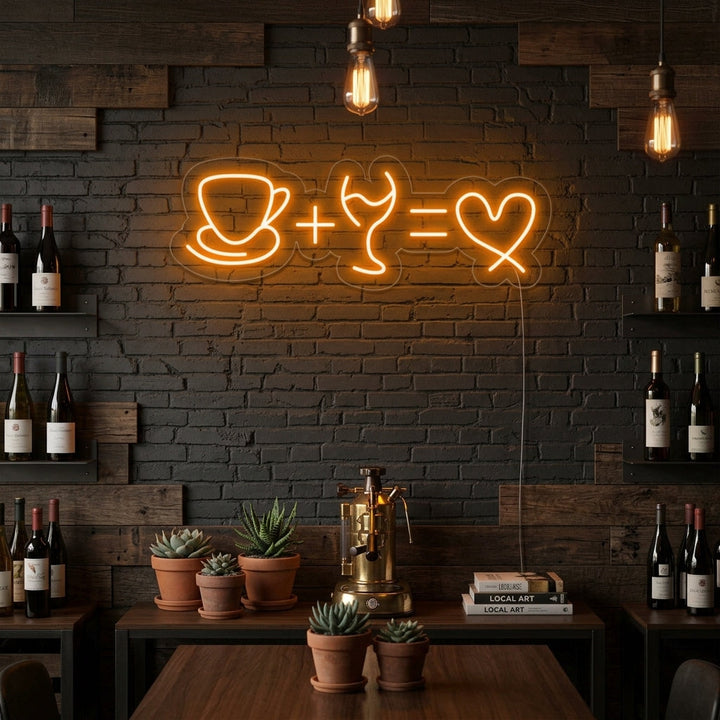 "Café Vino Amor" Letreros Neon