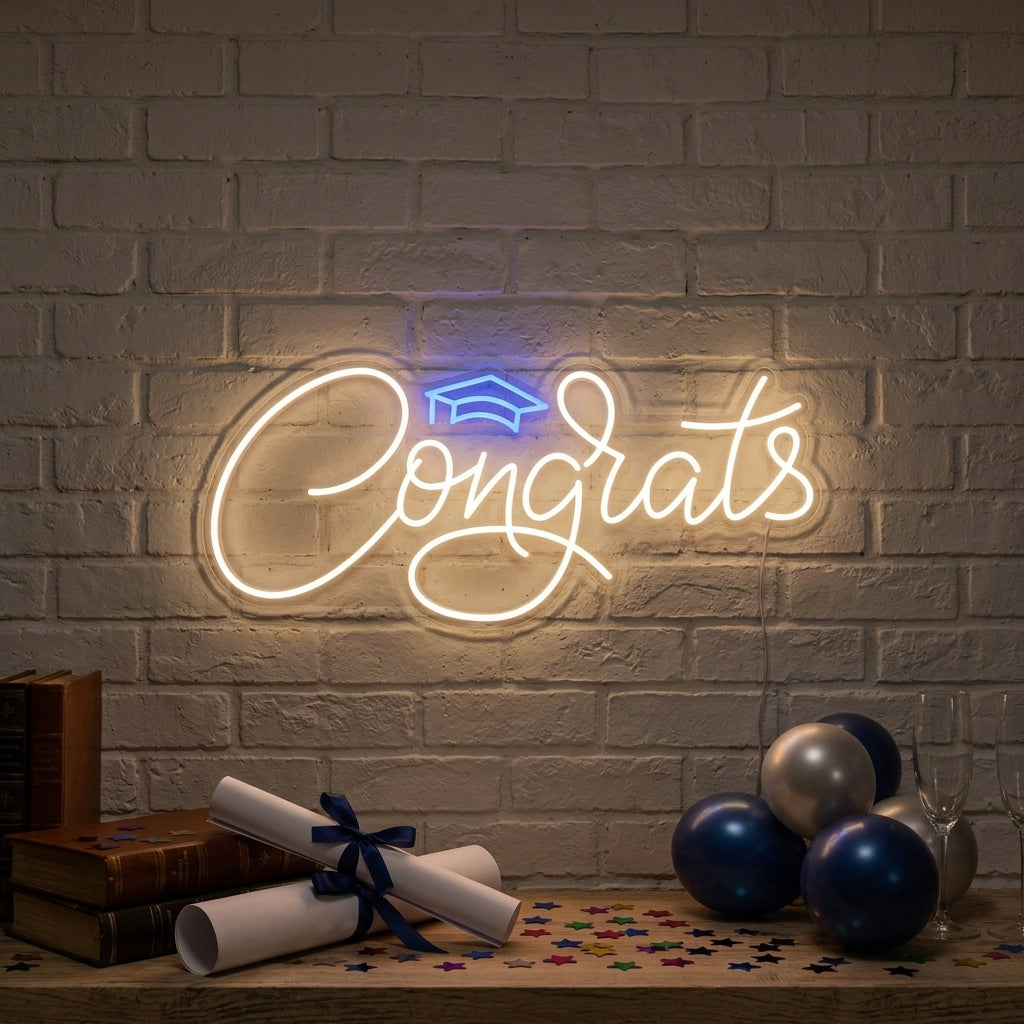 "Congrats Felicidades Por Tu Graduación" Letreros Neon