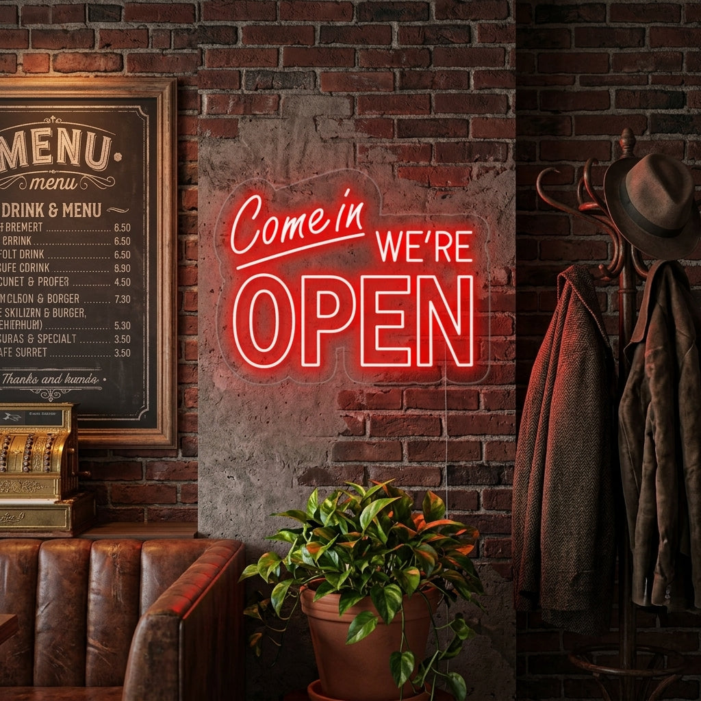 "Come In We Are Open" Letreros Neon