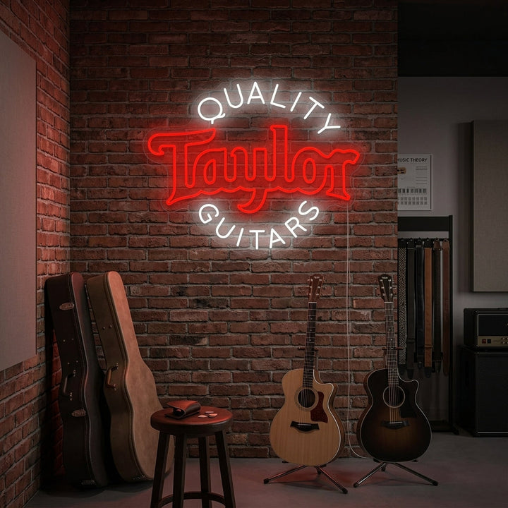 "Quality Taylor Guitars" Letrero de neón