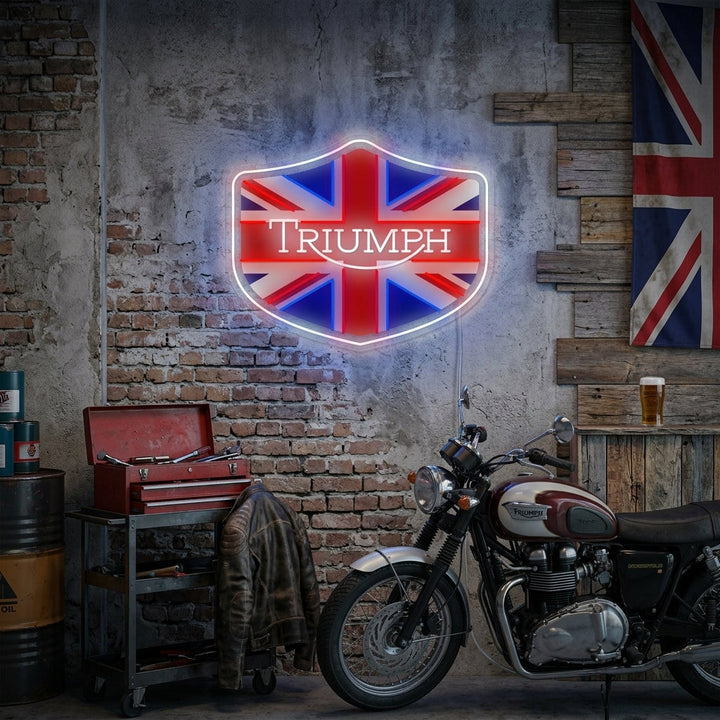 "Logotipo de Moto en el emblema Union Jack" Letrero de neón