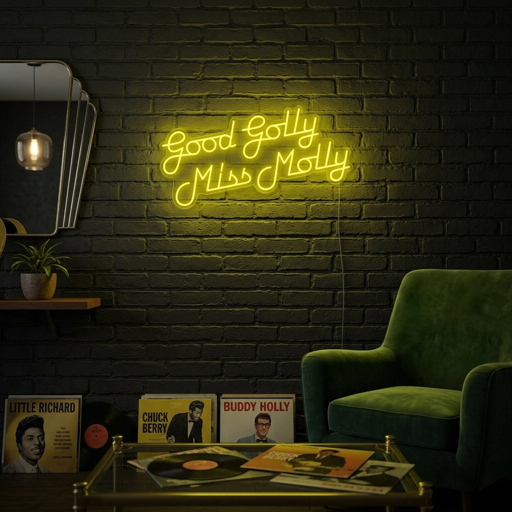 "Música De Rock Good Golly Miss Molly" Letreros Neon