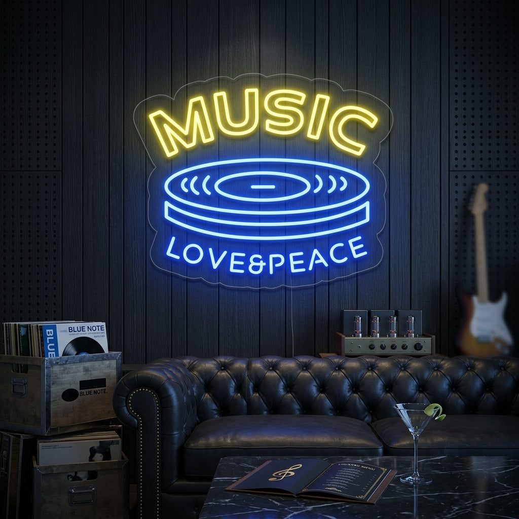 "Music Love Peace" Letreros Neon