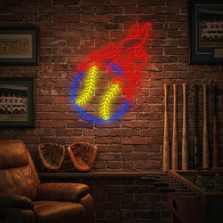 "Béisbol de fuego" Letrero de neón