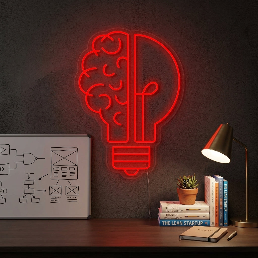 "Buena Idea Bombilla Cerebro" Letreros Neon