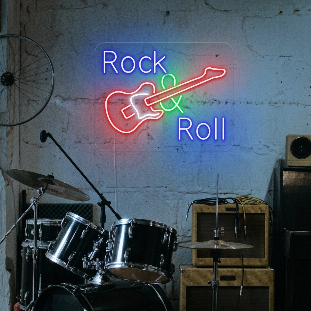 "Rock And Roll, Música, Guitarra" Letreros Neon