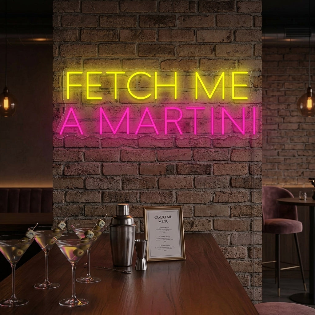 "Fetch Me A Martini" Letrero de neón