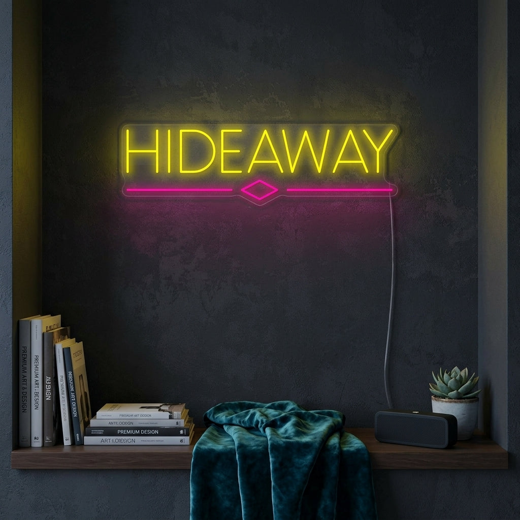 "Hideaway, bandera de bar de cerveza" Letrero de neón