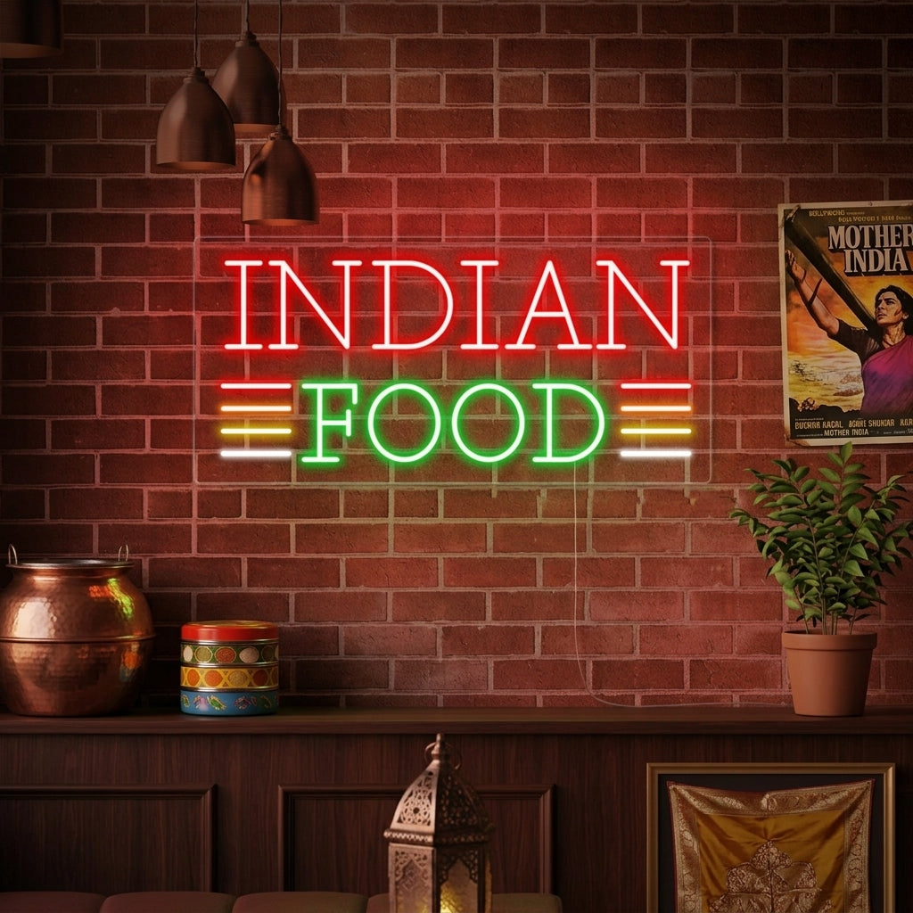 "INDIAN FOOD" Letreros Neon