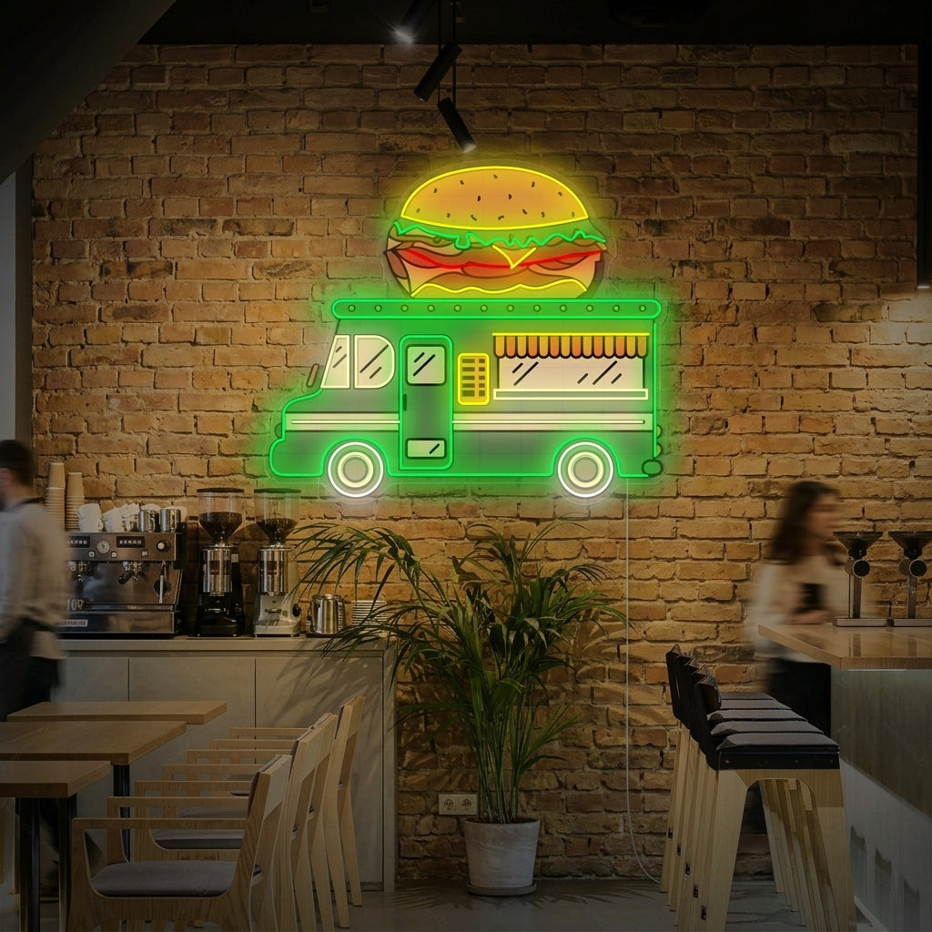 "Camión de hamburguesas" Letrero de neón