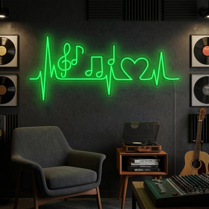 "Nota Musical Y Corazón Palpitante" Letreros Neon