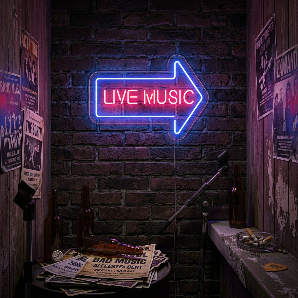 "Live Music" Letreros Neon
